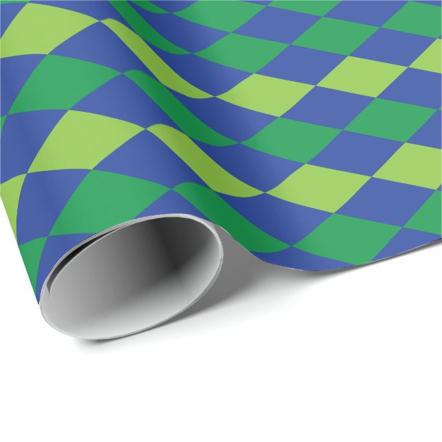 Papel De Presente Padrão Xadrez Diamante Verde Lima Verde (Ponta do rolo)