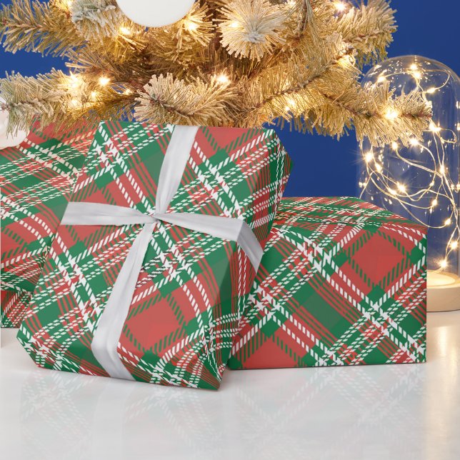 Papel De Presente Padrão Xadrez Escocês Natal Vermelho e Verde  (Feriados)