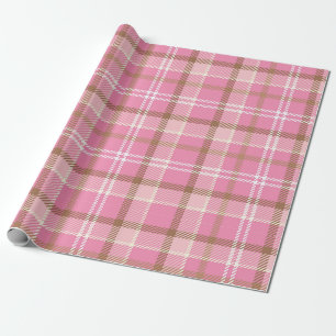 Papel De Presente Padrão Xadrez Escocês Rosa Fofo Retrô