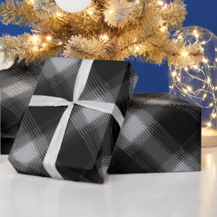 Papel De Presente Padrão Xadrez Fumaça Urbana Cinza Preto
