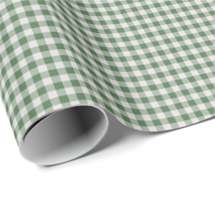 Papel De Presente Padrão Xadrez Gingham Fofo Retrô   Verde Inverno