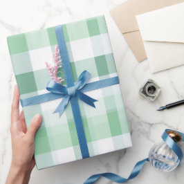Papel De Presente Padrão Xadrez Gingham Verde Menta Suave Branco Fre