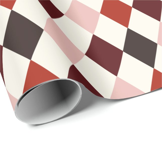 Papel De Presente Padrão Xadrez Harlequin Dark Academia Outonal (Ponta do rolo)