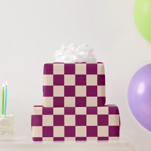 Papel De Presente Padrão xadrez marrom e bege