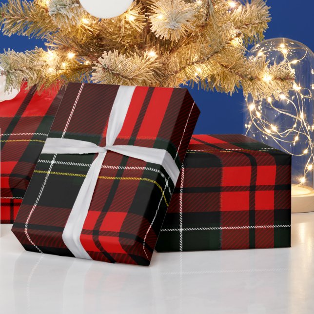 Papel De Presente Padrão Xadrez Moderno Escocês Vermelho Wallace (Feriados)