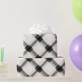 Papel De Presente Padrão Xadrez Monocromático Branco Preto Marfim Ch