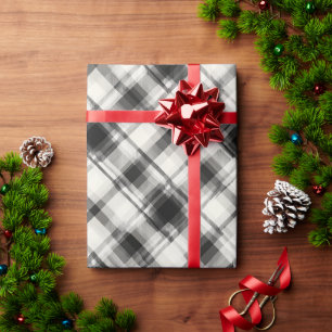 Papel De Presente Padrão Xadrez Monocromático Branco Preto Marfim Ch