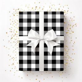 Papel De Presente Padrão Xadrez Preto e Branco de Casa de Campo Rúst