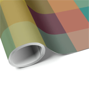 Papel De Presente Padrão Xadrez Retro Multicolorido Moderno de Meado