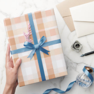 Papel De Presente Padrão Xadrez Rosa Claro Gingham em Branco e Pêsse