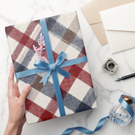 Papel De Presente Padrão Xadrez Tartã Clássico Vermelho Marinho Heri