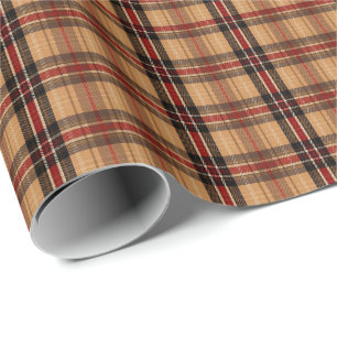 Papel De Presente Padrão Xadrez Tártan Vermelho e Preto Classic Came