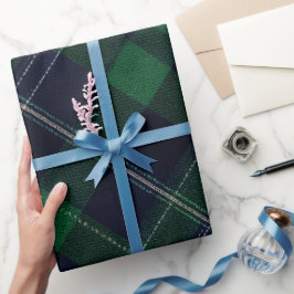 Papel De Presente Padrão Xadrez Tártano Verde Naval Escocês Antigo