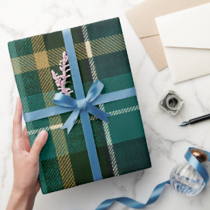 Papel De Presente Padrão Xadrez Tártano Verde Naval Escocês Antigo