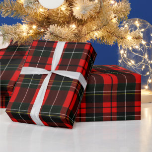 Papel De Presente Padrão Xadrez Tártano Vermelho Moderno Wallace Esc