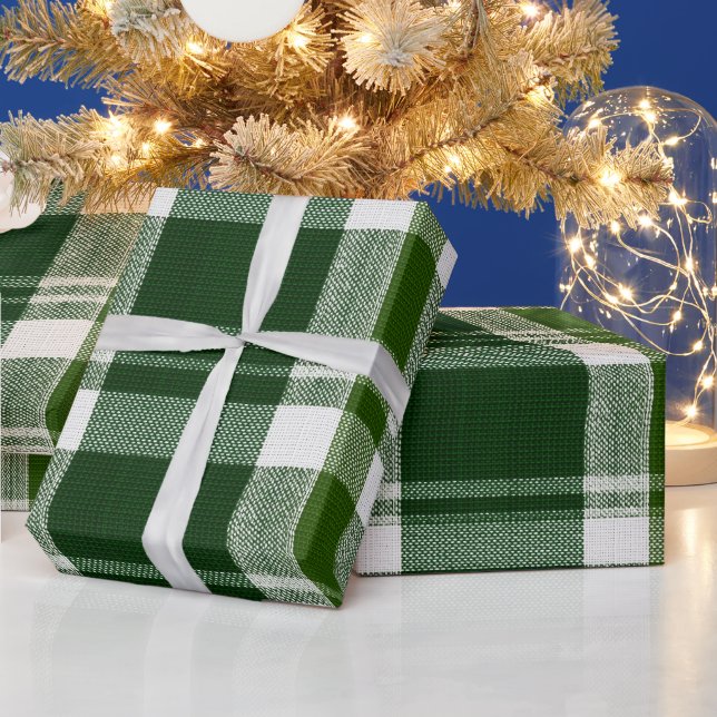 Papel De Presente Padrão Xadrez Verde Branco Férias de Inverno (Feriados)