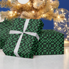 Papel De Presente Padrão Xadrez Verde de Férias Clássico