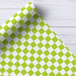 Papel De Presente Padrão Xadrez Verde e Branco