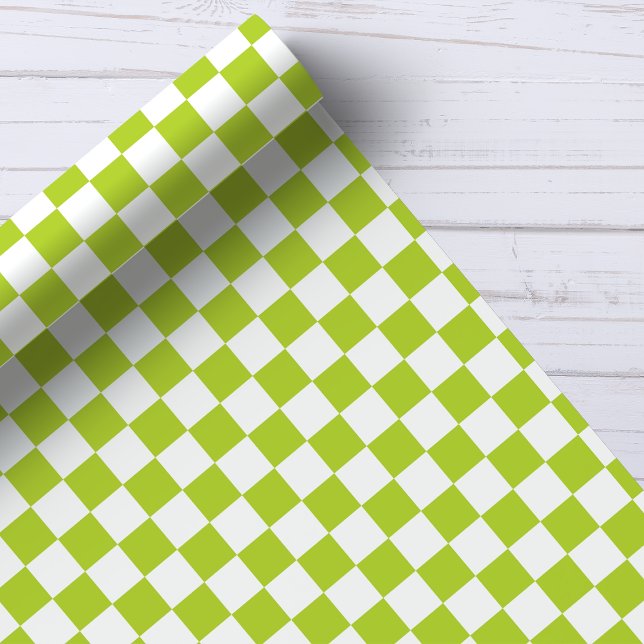 Papel De Presente Padrão Xadrez Verde e Branco (Criador carregado)