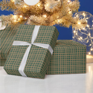 Papel De Presente Padrão Xadrez Verde Elegante