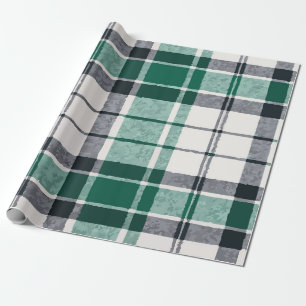 Papel De Presente Padrão Xadrez Verde Preto Cinza Moderno – Elegante