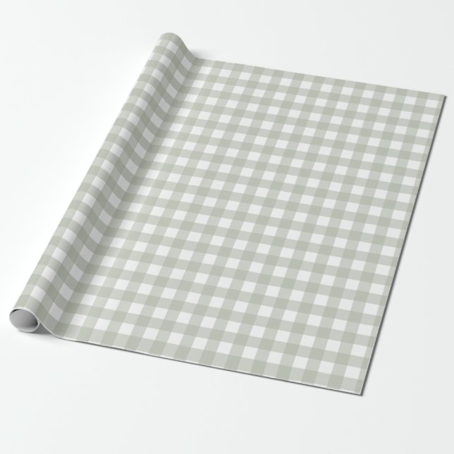 Papel De Presente Padrão Xadrez Verde Salvia (Desenrolado)