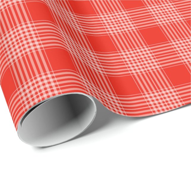 Papel De Presente Padrão Xadrez Vermelho Brilhante (Ponta do rolo)