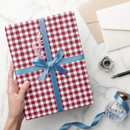 Papel De Presente Padrão Xadrez Vermelho Clássico Gingham