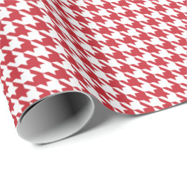 Papel De Presente Padrão Xadrez Vermelho e Branco Clássico