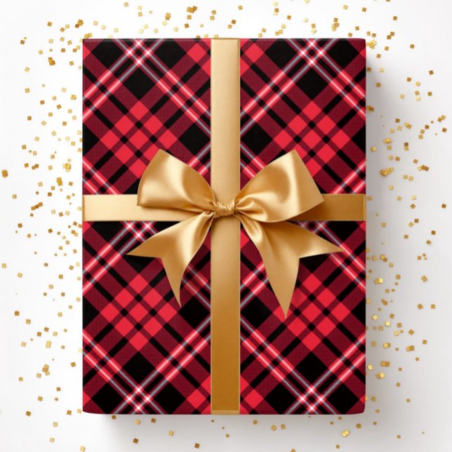 Papel De Presente Padrão Xadrez Vermelho Elegante (Elegant Red Plaid Pattern Wrapping Paper)
