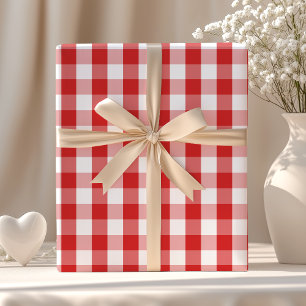 Papel De Presente Padrão Xadrez Vermelho Elegante
