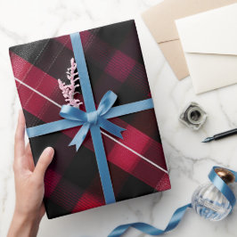 Papel De Presente Padrão Xadrez Vermelho Escuro Preto Burgundy Profu