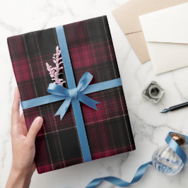Papel De Presente Padrão Xadrez Vermelho Escuro Preto Burgundy Profu