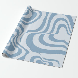 Papel De Presente Padrão Y2K da Groovy Retro Azul
