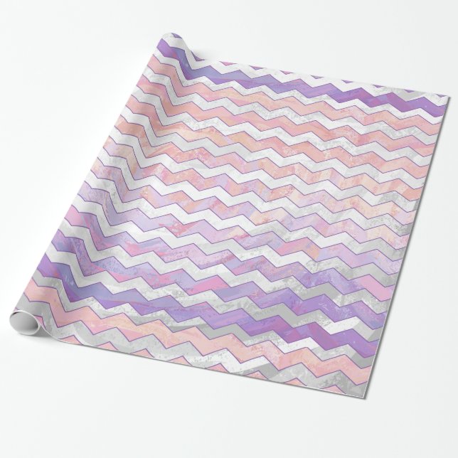 Papel De Presente Padrão Zig Zag da rosa claro (Desenrolado)