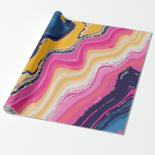 Papel De Presente Padrão Zigue-Zague de Pintura Abstrata – Ousadia A