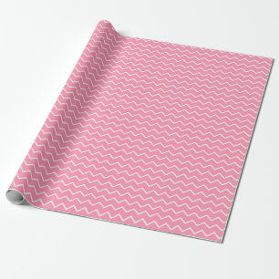 Papel De Presente Padrão Ziguezague Rosa e Branco Divertido e Jovial