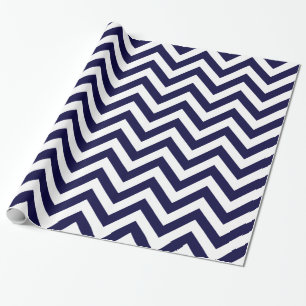 Papel De Presente Padrão ZigZag Azul XL Branco Midnight