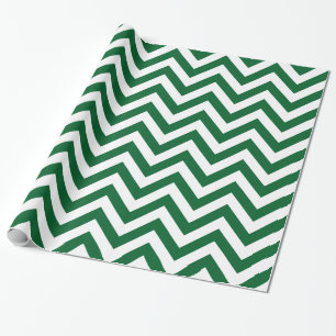 Papel De Presente Padrão ZigZag do GG Verde Florestal Branco