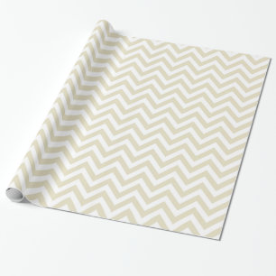 Papel De Presente Padrão ZigZag Grande Chevron Branco de Areia