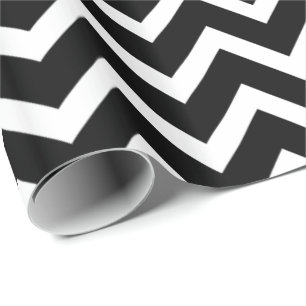 Papel De Presente Padrão Zigzag Preto e Branco