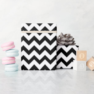 Papel De Presente Padrão Zigzag Preto E Branco