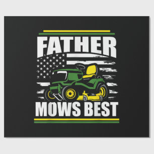 Papel De Presente Padre Mows Best Funny Lawn Mower American Flag Fa