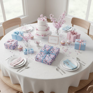 Papel De Presente Padrões Botânicos do Pink Sakura Blossoms