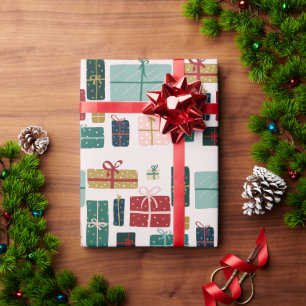 Papel De Presente Padrões Coloridos de Caixas de Presentes de Natal