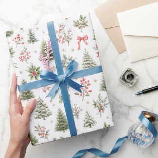 Papel De Presente Padrões contínuos de Natal em aquarela
