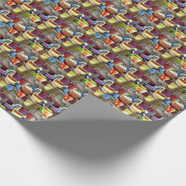 Papel De Presente Padrões de Aquarela de Abstrato Purple Cups de Caf