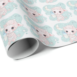 Papel De Presente Padrões de Aquarela de Cute Armadillo Baby Pastel