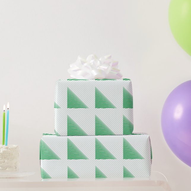 Papel De Presente Padrões de Árvore de Triângulo Geométrico Verdes n (Presentes para festas)