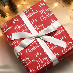 Papel De Presente Padrões de Árvore Vermelha Elegante Feliz Natal